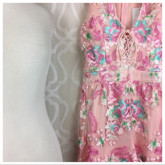 Pink and Floral Embroidery Romper - Picture 8 of 8